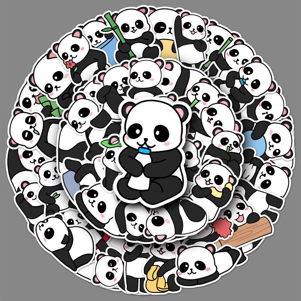 50 Fotos de Panda Doodle Dibujo Animado Animales Lindos Tarjeta Gourmet para Niños Pegatinas Decorativas para Funda de Teléfono Móvil Maleta Impermeable