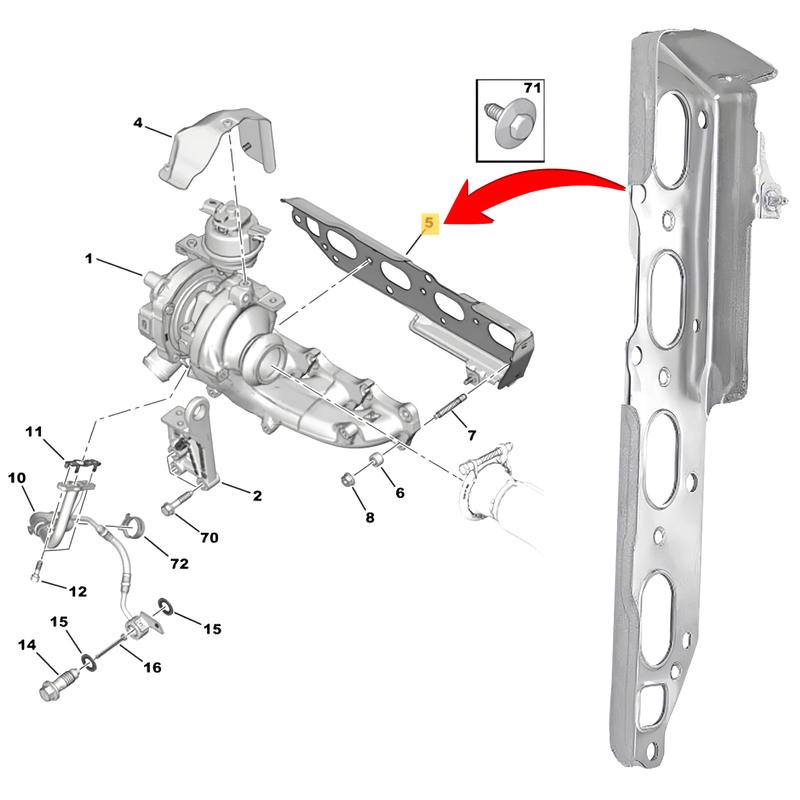 Exhaust Manifold Gasket For Ford Edge Kuga II Galaxy Focus III Citroen C4 Relay II Opel Vivaro C Peugeot 308 2005- 1876012