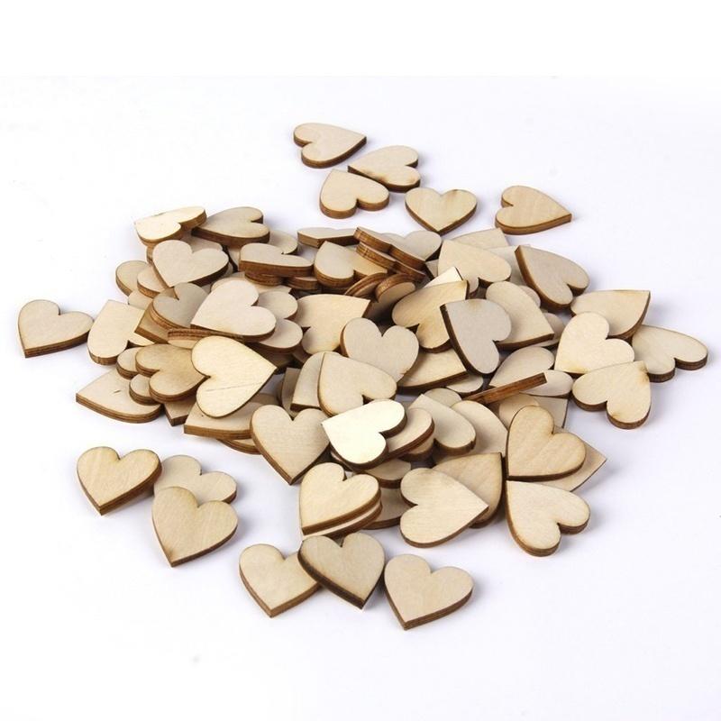 50 Pcs 40mm Wooden Heart Shape Embellishment for Crafts Wedding Decor Christmas Decoration