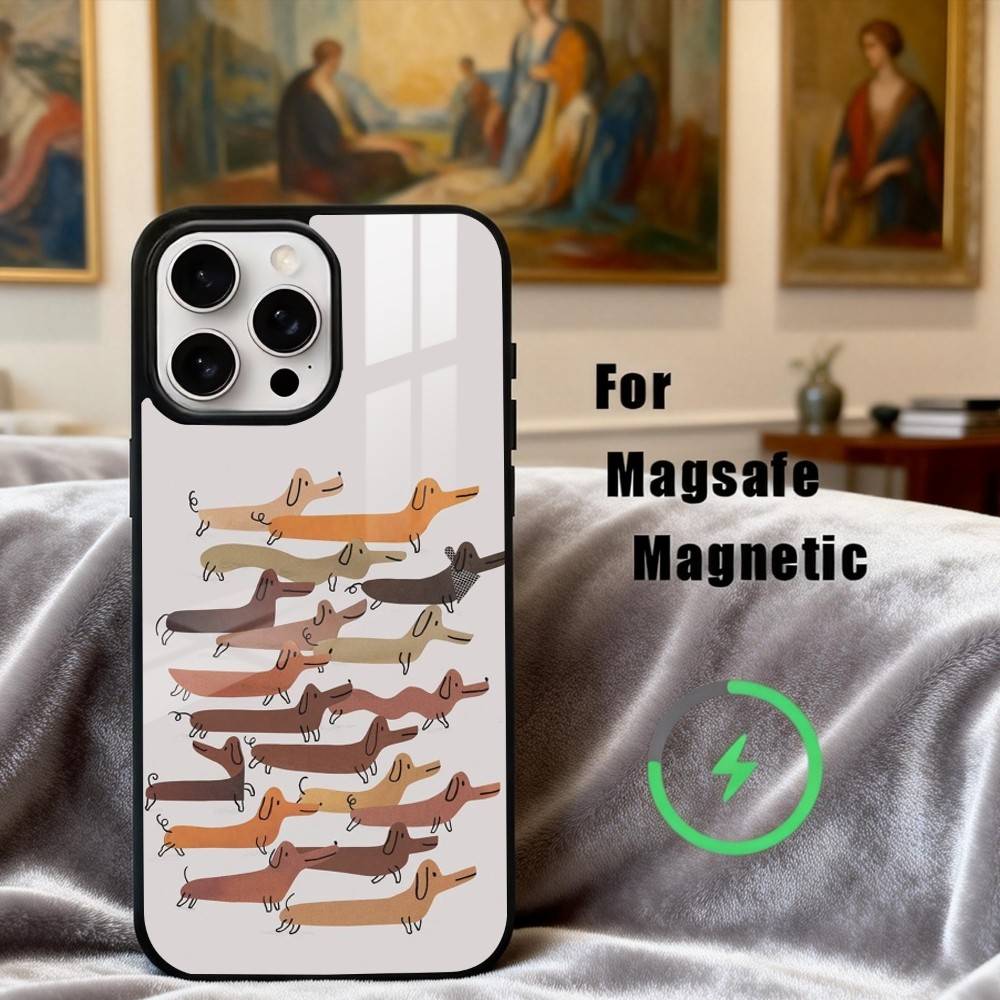 D-Dachshund S-Silhouette ART D-Dog Phone Case For iPhone17,16,15,14,13,12,11 Plus,Pro Max Magnetic For Magsafe Wireless Charging