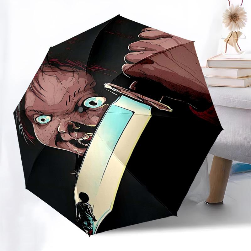 

1pc Stained Glass Christmas Tree Design Automatic Folding Umbrella, Portable 3-Fold Design, 8-Rib Iron Frame Outdoor Umbrella, Festive Gift for Fans,