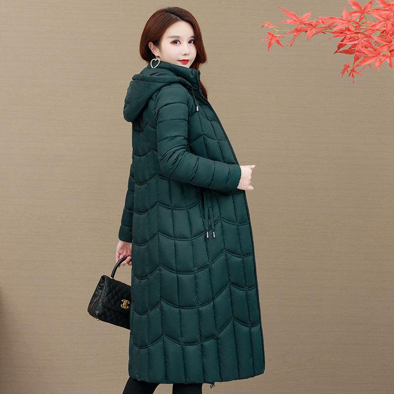Women's Winter Mid-Length, Knee-Length, Slimming, Figure-Flattering Coat—Versatile, Plus-Size, Warm, Thick-Padded Cotton Jacket