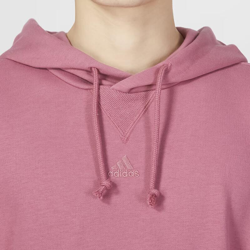 Adidas Solid Color Logo Embroidered Hoodie Men Tops Rose IC9762