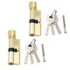 2PCS(1SET) Door Cylinder Biased Lock Core Thumb Turn Cylinder Euro Barrel Door Locks Anti Pick Anti Drill Brass Thumbturn Locks