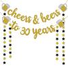 Cheers & Beers To 30 Years Gold Glitter Banner - 30th Birthday Decorations for Him/Her - 30th Birthday Gifts - 30 Years Anniversary Decorations -