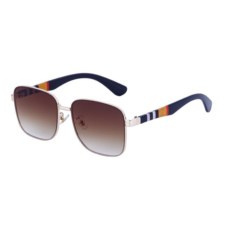 Square Sunglasses Women'S Trendy Striped Glasses Legs Large Frame Sunglasses Men'S Glasses