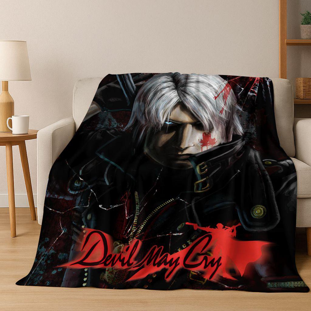 

3D D-Devil May Cry DMC Games Vergil Dante Flannel Blanket,Warm and Cozy Soft Throw Blanket for Home Bedroom Bed Sofa Kid Gift 75x90cm