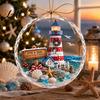 Christmas Wall Hanging Decor Ocean Themed Ornaments Lighthouse/Wreath/Santa Claus/Xmas Tree/Snowman/Deer Holiday Party Ornaments Decor Acrylic Tree
