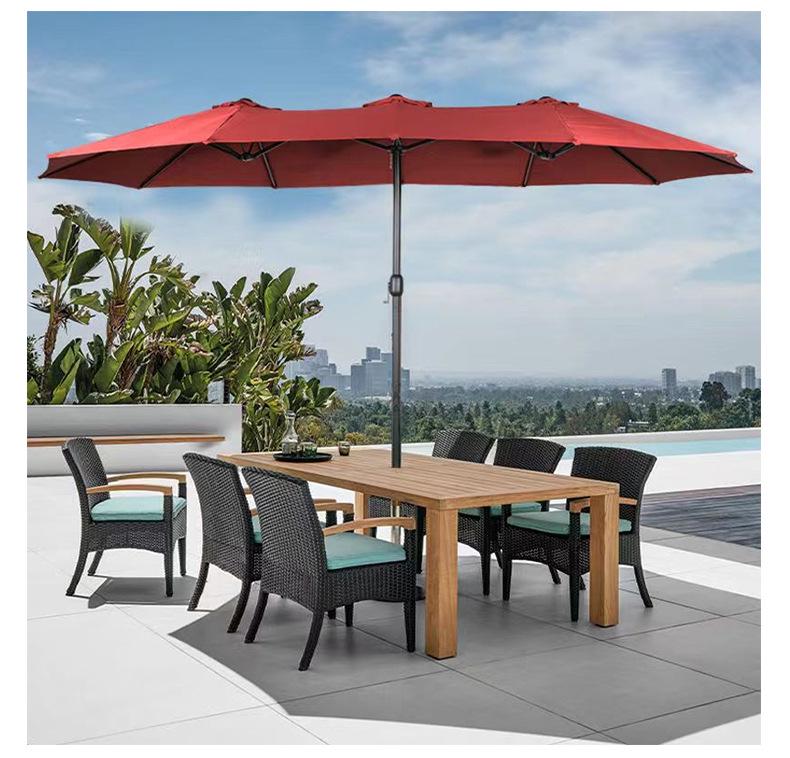 Park Double-Head Sunshade: Large Outdoor Patio, Beach & Street Umbrella with Three-Head Design for Balcony & Terrace