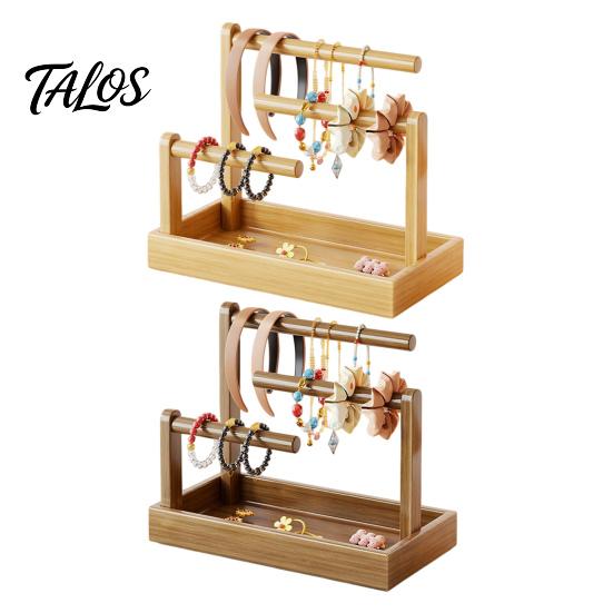 Jewelry Display Rack Wooden Headband Holder Stand, Hair Accessories Organizer Tray for Hairbands, Scrunchies, Wood Storage Ties, Bows & Clips,