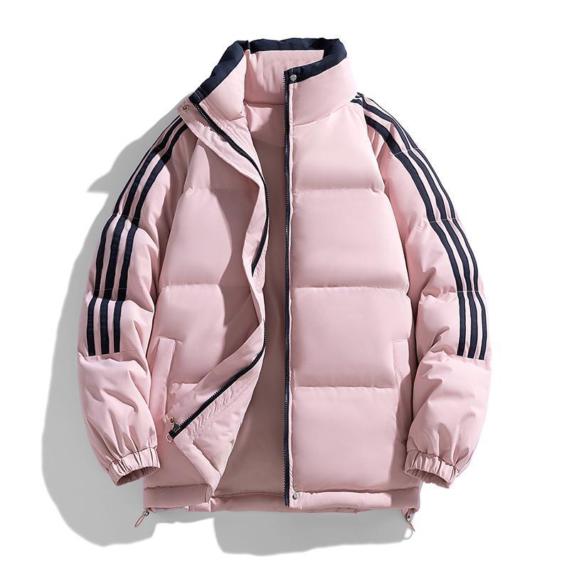 Striped Hooded Cotton-padded Coat Men's Winter New Loose High Street Fashion Youth Casual Warm Cotton Jacket