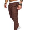 Men Casual Solid Color Pockets Waist Drawstring Ankle Tied Skinny Cargo Pants