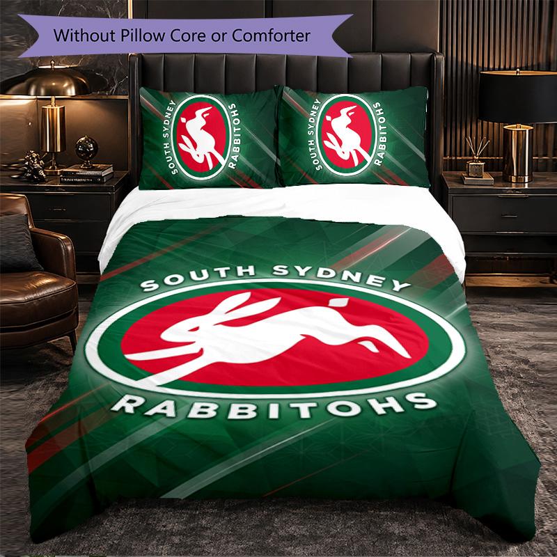 South Sydney Rabbitohs Muster Mikrofaser 3-teiliges Bettwäsche-Set Dekor Bettbezug-Set Für Schlafzimmer Heimgebrauch