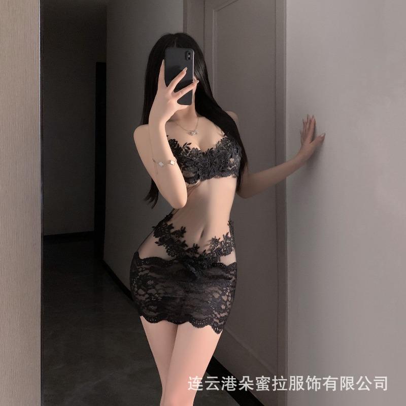 Domila Sexy Lingerie Sexy Onesie Pure Lace Seduction Crotch Uniform Maid Dress Flirting Pajamas