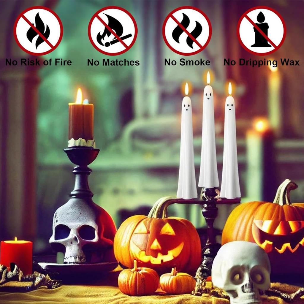 6-Pack Halloween  Flameless Candles - Flickering LED Tea Lights With Creepy  Designs For Indoor And Outdoor Decor