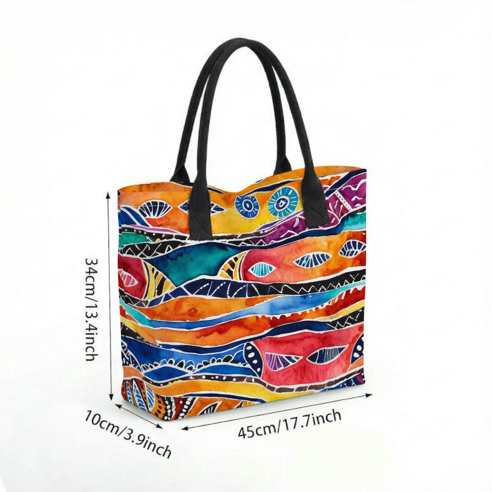 Bohemian Watercolor Pattern Large Capacity Casual Tote Bag for Daily Use