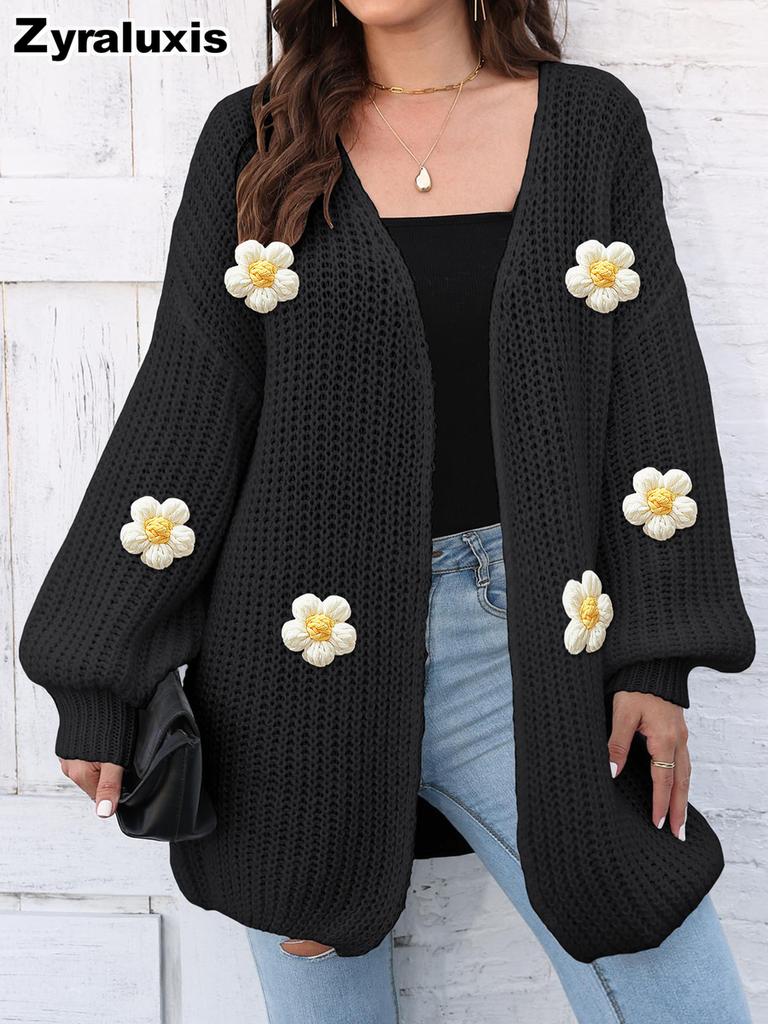 Gilet Cardigan Grosse Maille pour Femme, Nouveautés Automne Style Décontracté Lâche