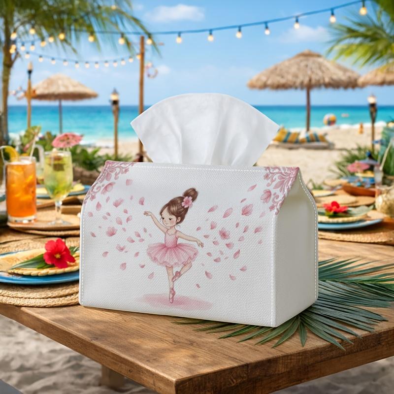 1pc Romantic Watercolor Tissue Box - Multi-Functional Napkin Dispenser, Two Sizes Available Made of Durable Polyester, Decorated with Ballerina Figure