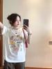 Amerikanischer Cartoon-Print Übergröße Damen Sommer Kurzarm Locker Lässiges T-Shirt