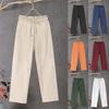 Damenhose mit Kordelzug Taille Weiter Bein Locker Leinenhose Einfarbige Lässige Sommer Leichte Baumwoll-Leinen-Langhose