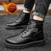 Martin Boots Men's Locomotive Tooling Boots Fleece Medium Help Waterproof Casual Leather Boots
