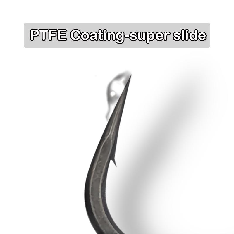 10x Karpfenangeln Ösenhaken Gerade Nadelspitze PTFE-Beschichtung Mikro Widerhaken Kohlenstoffstahl Angelhaken Tackle