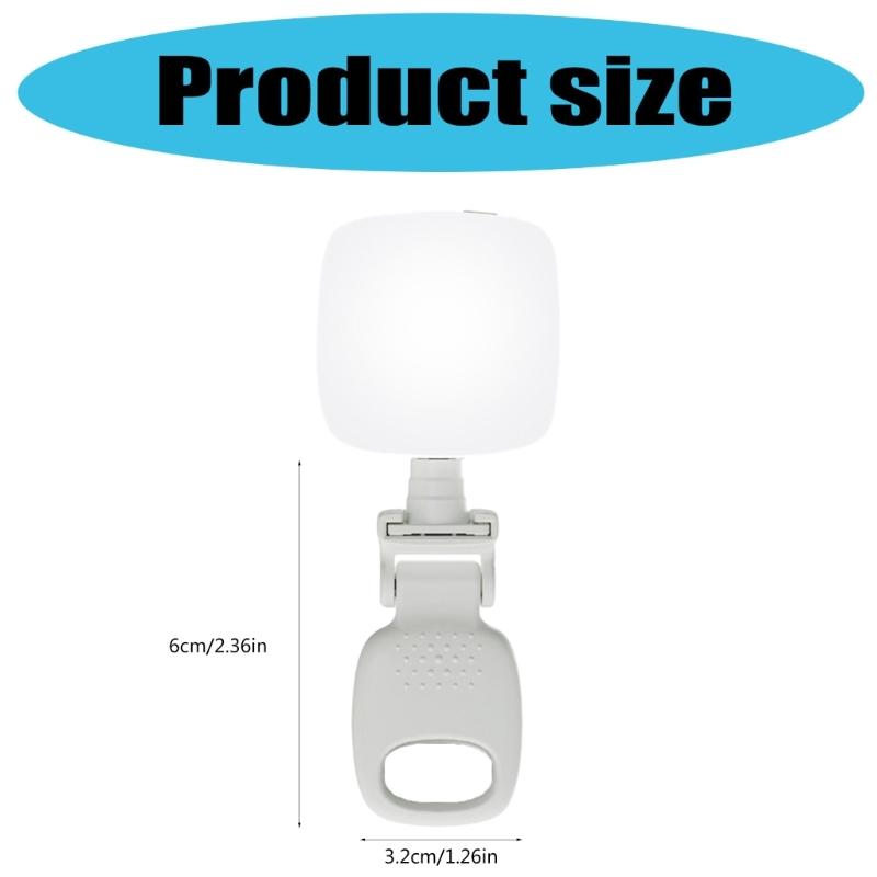 Phone Light with Clip 2700-6500K Type C Rechargeable Selfie Light Multifunction Clip Fill Light for Photography Portable