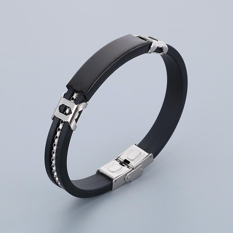 Haoyi Men's Adjustable Silicone Titanium Steel Bracelet in European & American Fashion