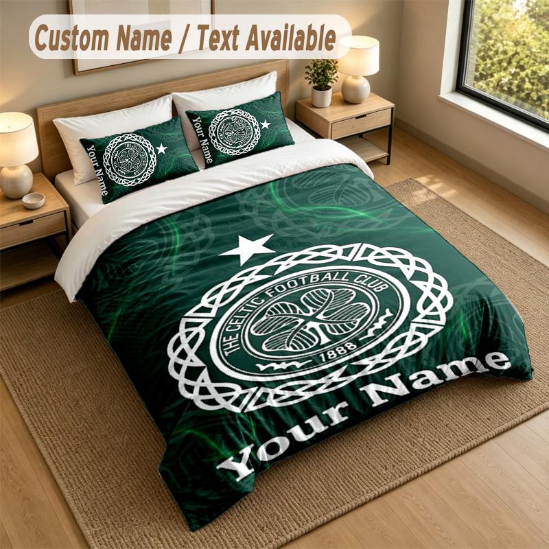 3Pcs Bedding Set Custom Name Text, 1 Sheet 2 Pillowcases Home Bed DecorCeltic FC