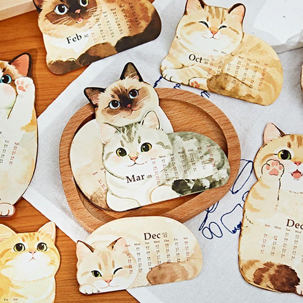 Cute Cat Dog 2026 Desk Calendar Pet Illustration Daily Scheduler Standing Calendar 365 Days Desktop Decoration Desktop Calendar