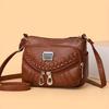 Solid Color Synthetic Leather Crossbody Bags for Women Adjustable Strap Multiple Zipper Braided Lightweight for Daily Use Travel Purse Casual Bag