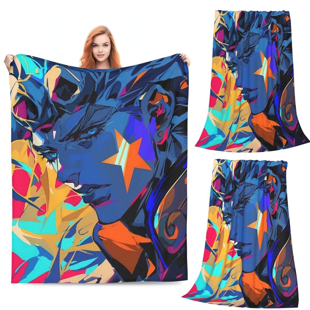 Anime JOJO HD ART Blankets Soft Warm Flannel Throw Blanket Cover for Bed Living room Picnic Travel Home Sofa