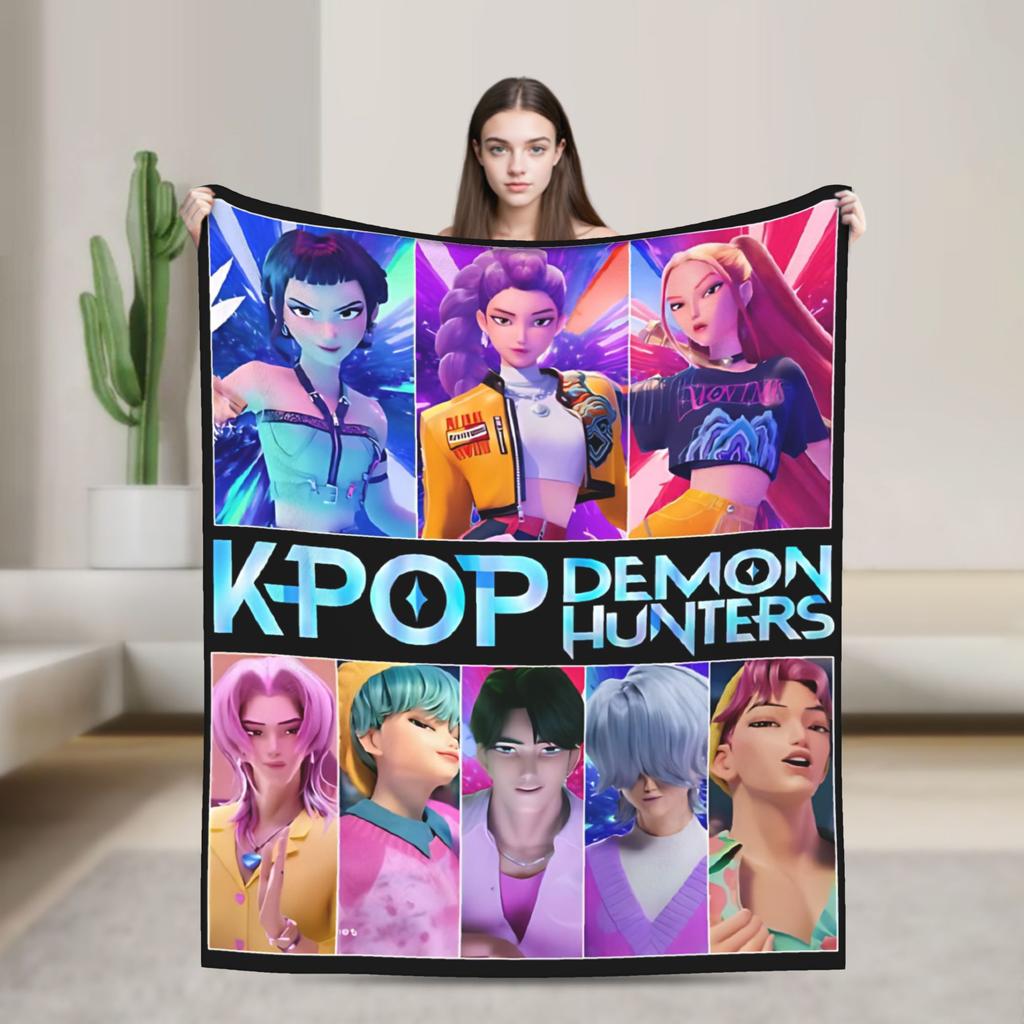 Huntrix HUNTRX Rumi Kpop Demon Hunters Dekens Pluizig Geweldig Warm Plaid voor Huis Winter