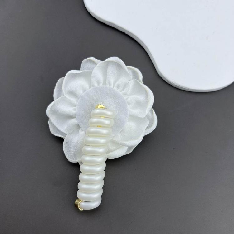 Set of 2 Camellia Stretchy Ponytair Holders Elegant Telephone Wire Hair Bands