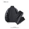 Unisex Striped Colorblock Sportswear Set Stand Collar Zip-Up Jacket Cuffed Pants Casual Two-Piece Outfit