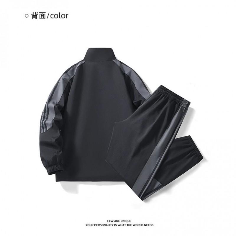 Unisex Striped Colorblock Sportswear Set Stand Collar Zip-Up Jacket Cuffed Pants Casual Two-Piece Outfit