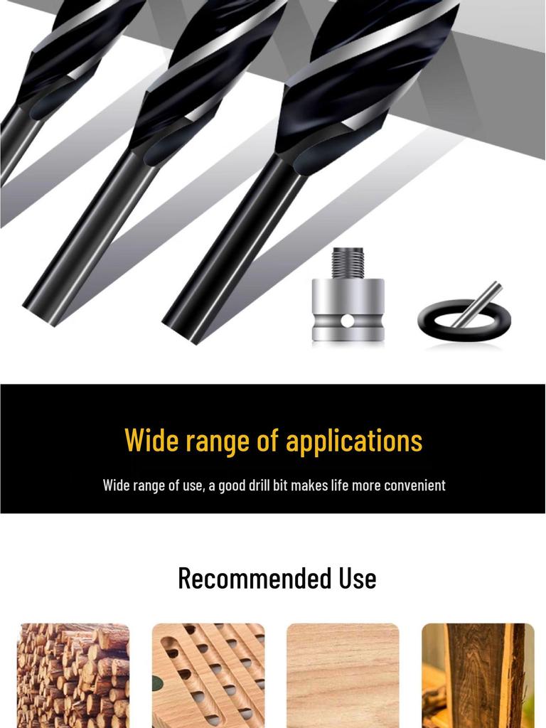 High Hardness Electric Wrench Drill Bit for Woodworking - Four-Flute, Four-Edge Wood Board Hole Enlarger