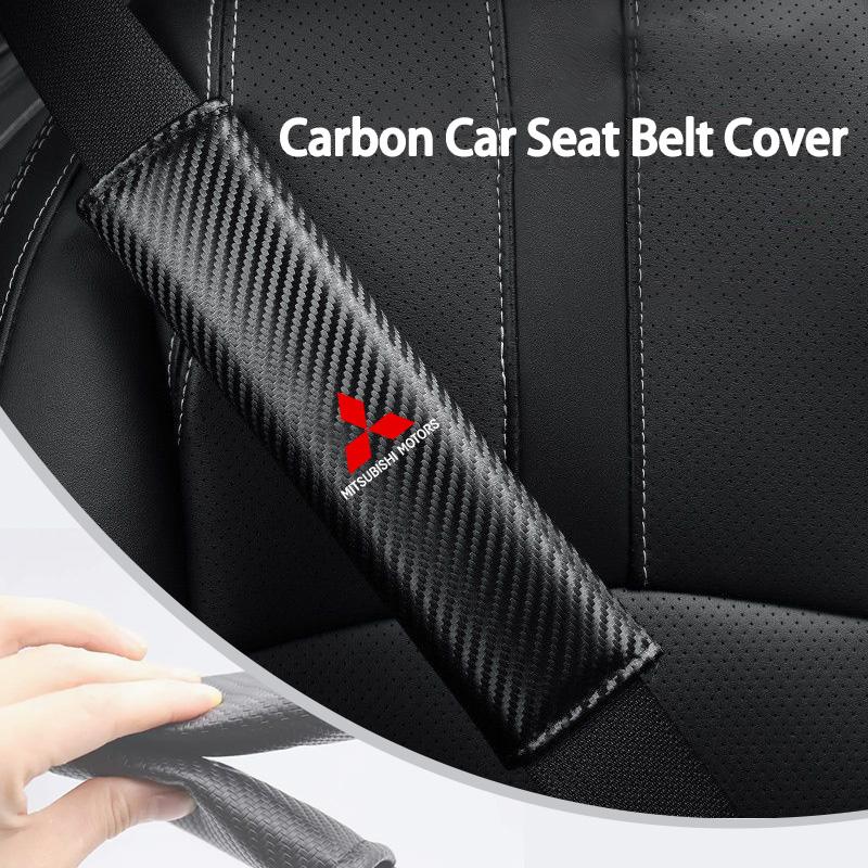 Car Seatbelt Shoulder Protector Cover Carbon Fiber Safety Belt For Mitsubishi Outlander Lancer Eclipse Mirage Xpander Attrage