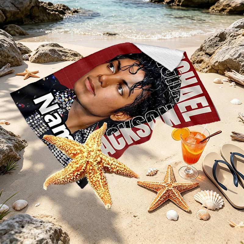 Individualus pavadinimas, personalizuotas Michael Jackson spaudinio paplūdimio rankšluostis, kelionei, stovyklavimui, paplūdimio vakarėliui, namų dekoravimui, gimtadienio dovana šeimai ir draugams