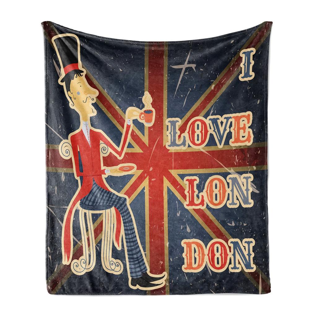 Union Jack London Blanket Soft Comfortable Flannel Blanket For Bed Sofa Chair Nap Travel Camping Blanket