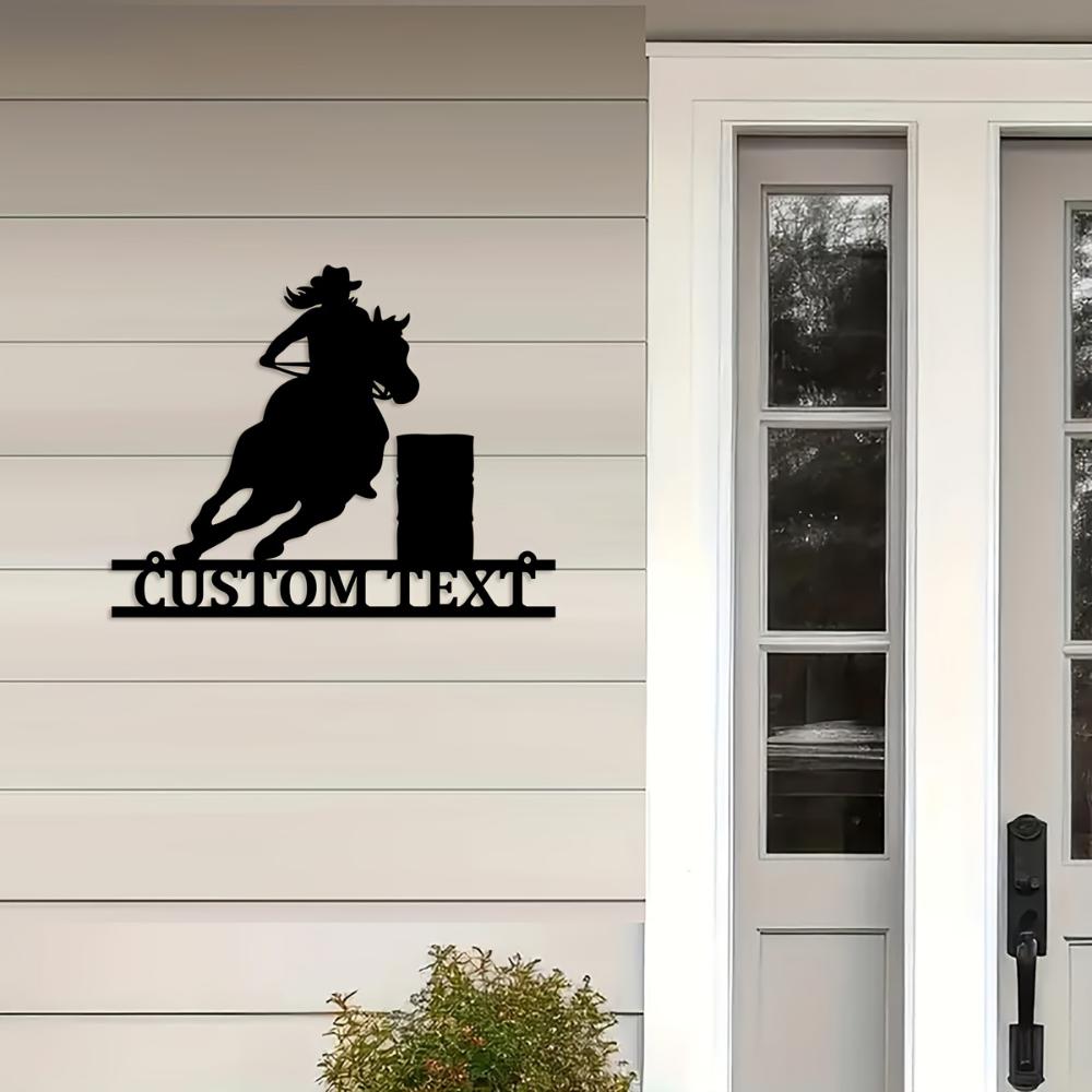 Vintage Metal Wall Art Horse Rider Custom Name Home Decor