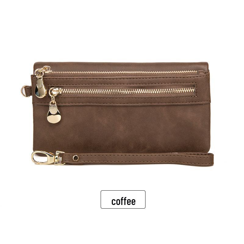 Women's Frosted Retro Long Wallet - Korean Style Multifunctional Clutch and Coin Purse