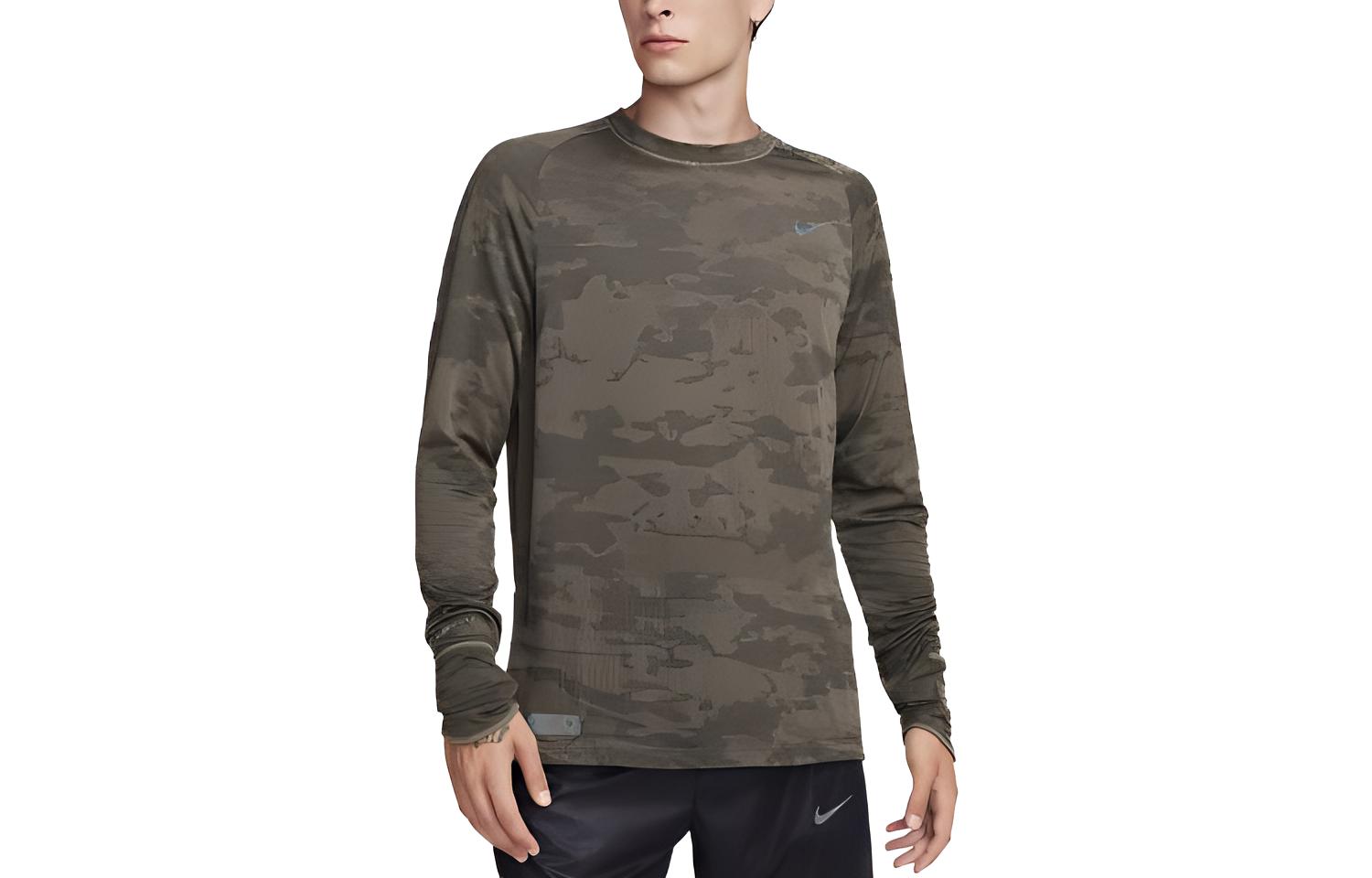 

Nike THERMA FIT ADV T Shirts Men s Olive Crew Neck Moderate Straight Fit FB8538-222 L
