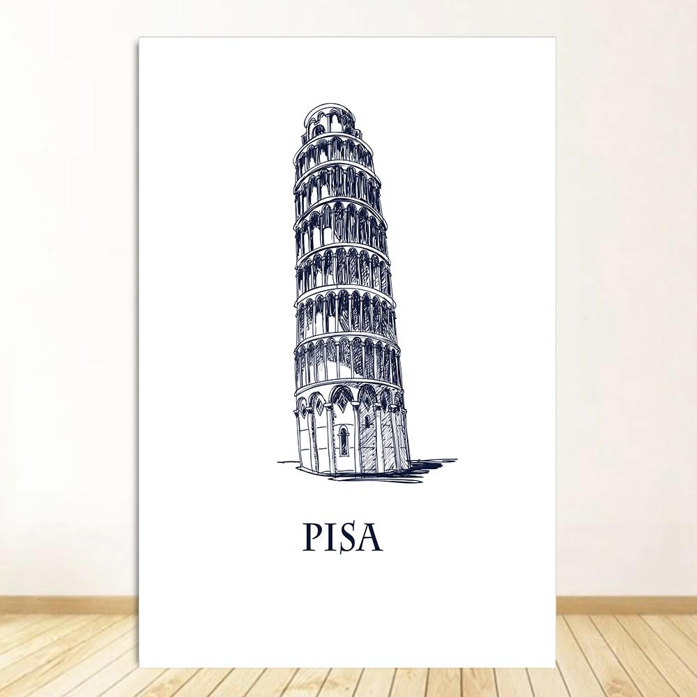 Black White Travel Poster Retro City Landscape Print Canvas Painting Nordic Wall Art Home Decor