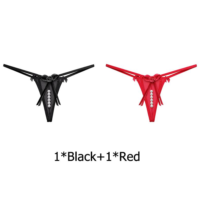 Sexy Bow Beading Lingerie Female Underwear Women's Panties Solid Low Waist G-string Thongs Ladies