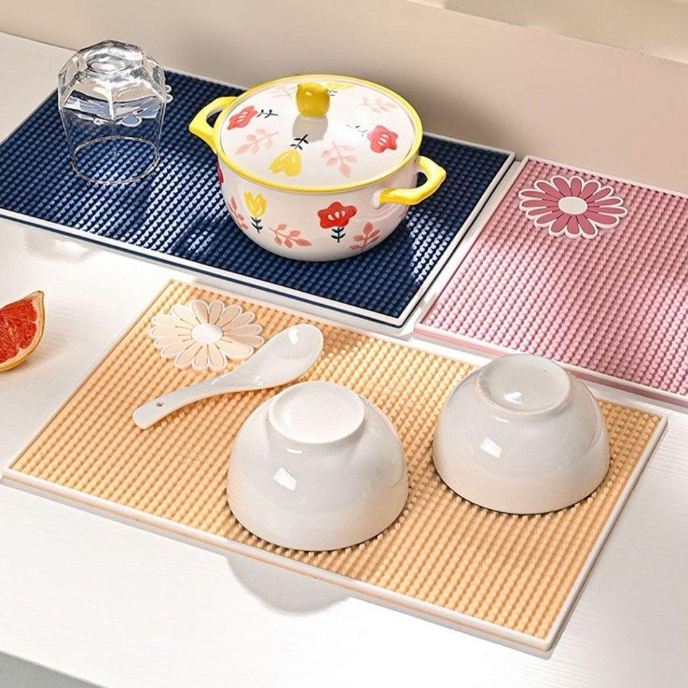 Foldable Coffee Drain Mats Soft Rubber Heat Insulation Pad Durable Kitchen Drain Mat for Home