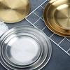 Salad Plate Stainless Steel Dinner Plates Round Thickened Metal Home Kitchen BBQ Serving Tablewear Barbecue