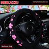 3D Flower Fabric Marine-Grade Material Car Rimless Steering Wheel Cover Suitable for 14-15 Inch Car Interior Accessories