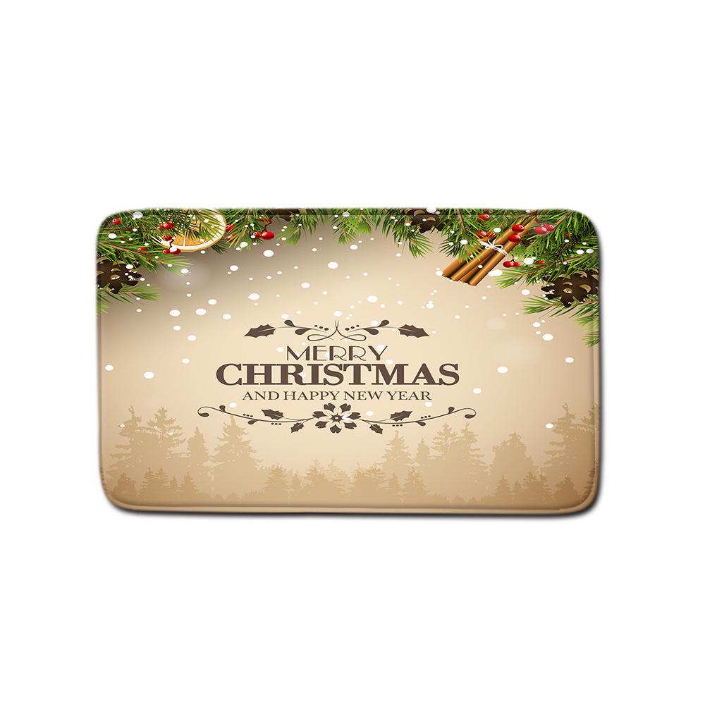 Christmas Home Door Mat Bathroom Shower Curtain Floor Mat Combination Four-Piece Set Bedroom Living Room Carpet