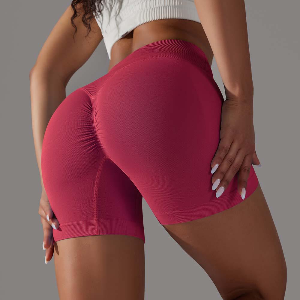 High Elastic Seamless Yoga Shorts: Waist-Slimming, Hip-Lifting, Moisture-Wicking with Crossover Waistband